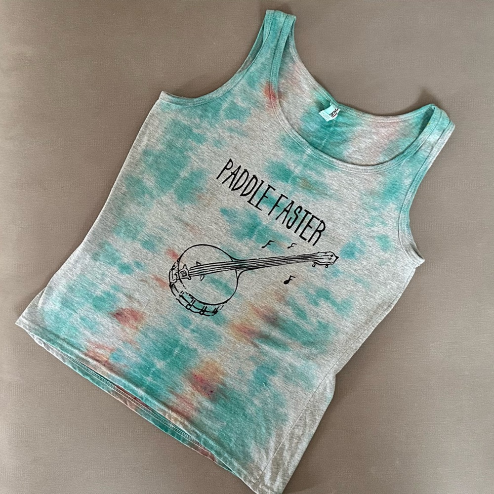 NWOT Tie dyed anvil tank top size Medium grey teal orange